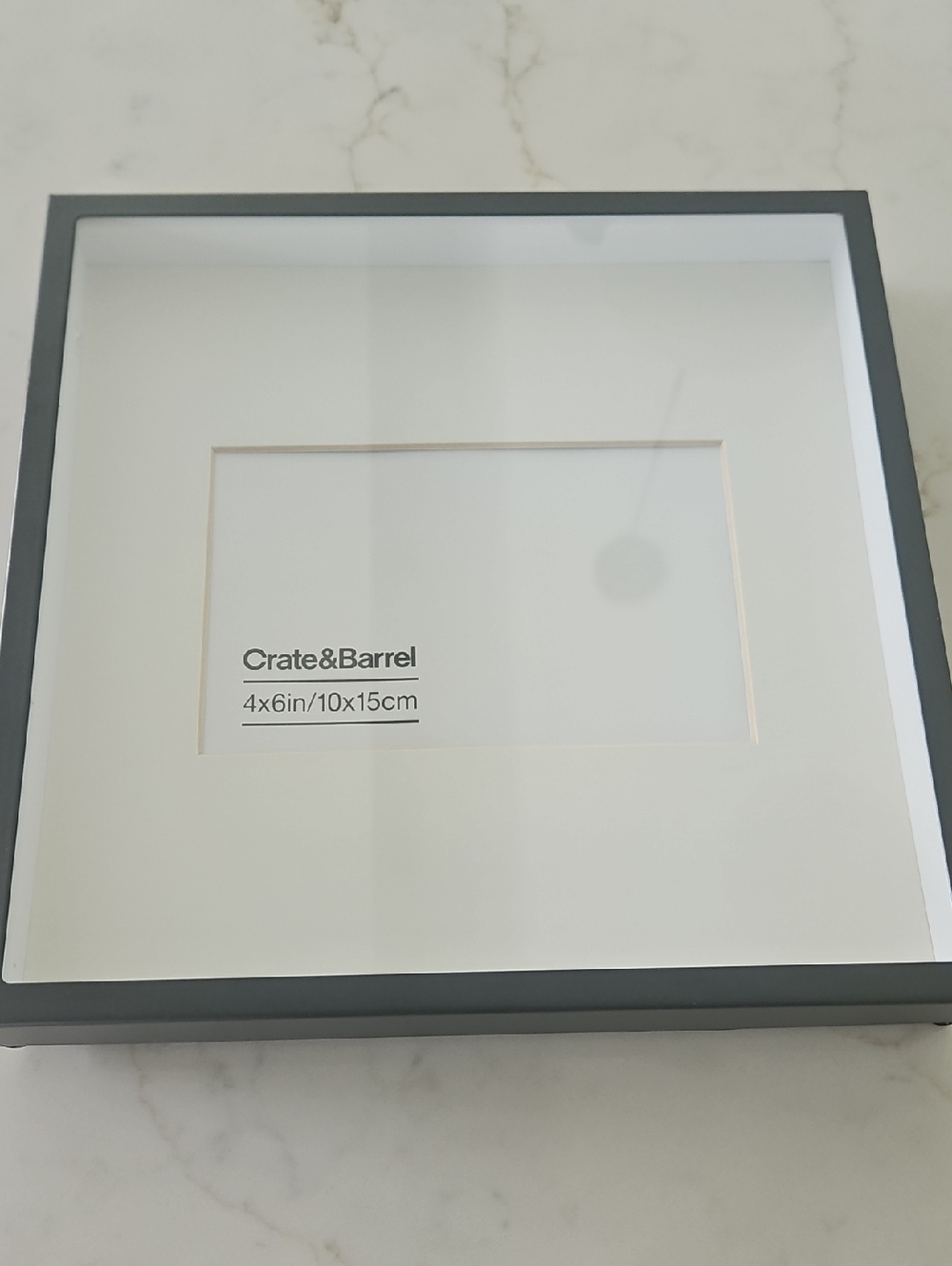 Crate&Barrel Charcoal Picture Frame with Off White Mat - 4x6 Opening